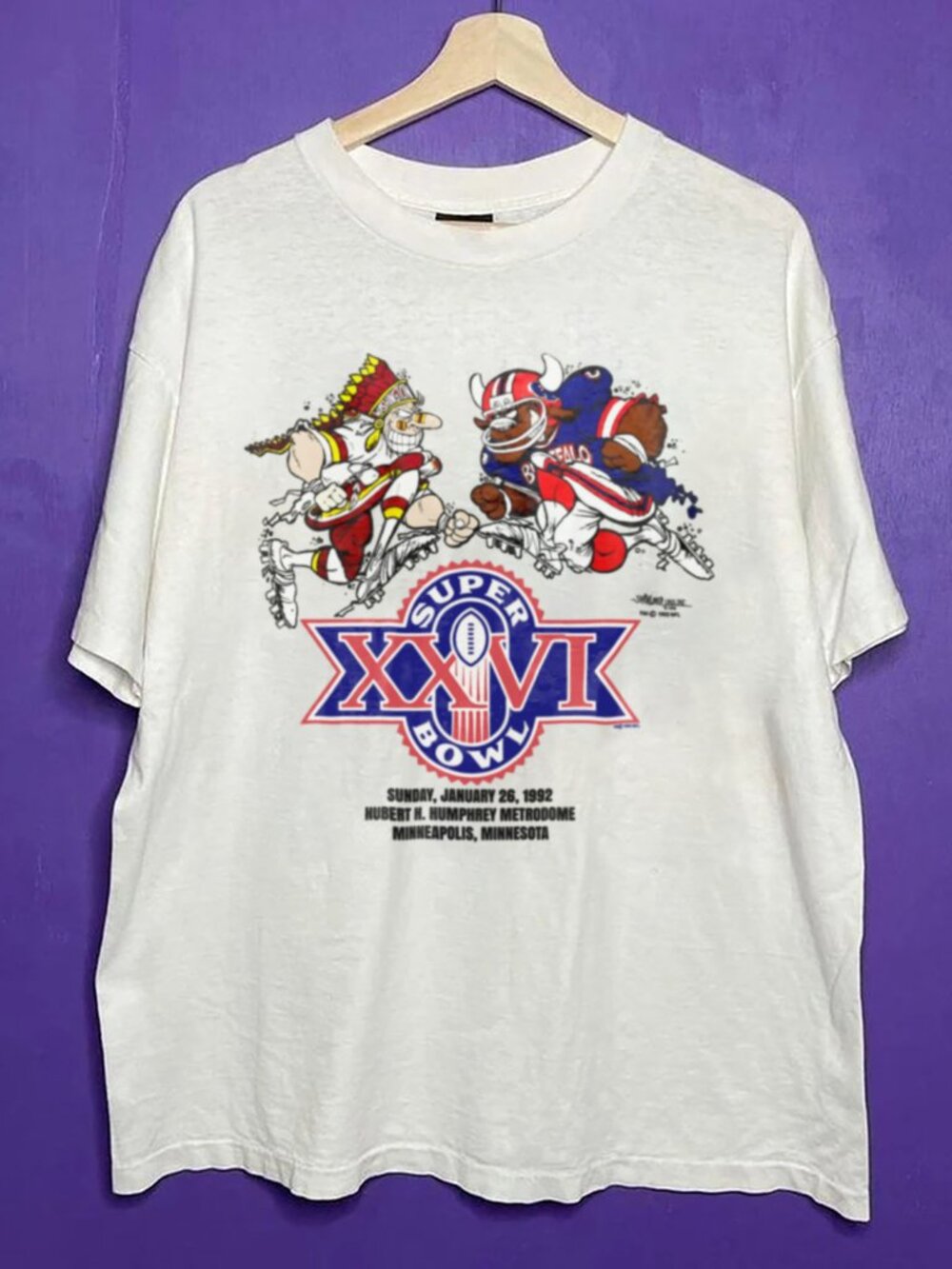 Vintage Buffalo Bills vs Washington Commanders 1992 Super Bowl Football T Shirt